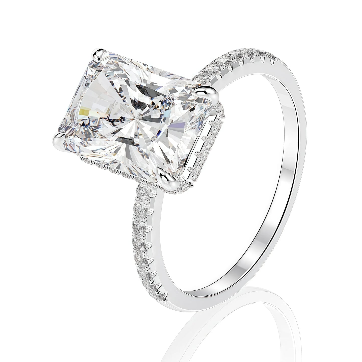 SILVERELLI 4ct High Carbon Diamond Bridal Ring | 925 Sterling Silver | Engagement & Wedding