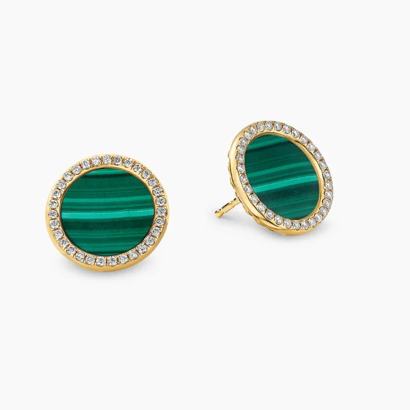 FASHIONISTA DY High-Quality Gold-Plated 14mm Round Gold Earrings with Diamonds. Gold-Plated Earrings. Jewelry .