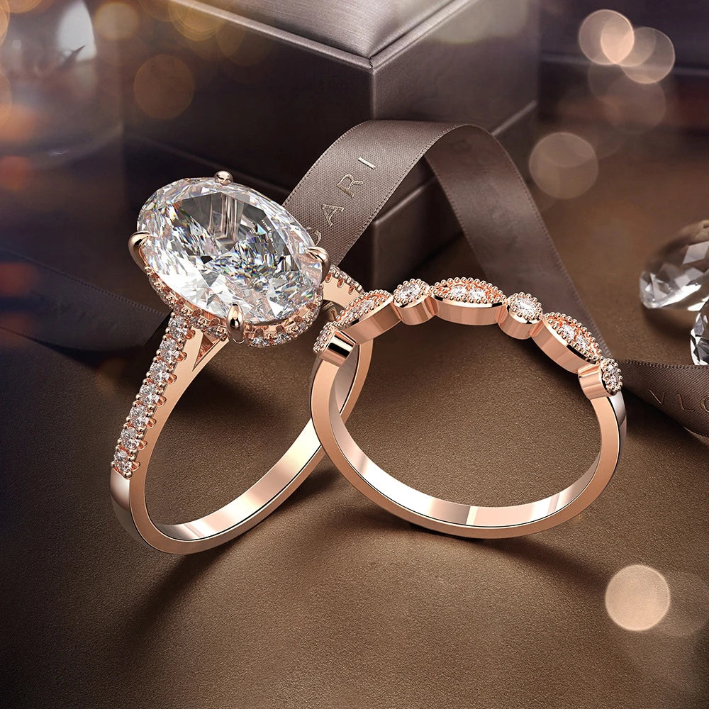 SILVERELLI 4 Carat Ice Flower Cut Diamond Ring | S925 Sterling Silver | White Gold & Rose Gold | Couples Wedding Ring