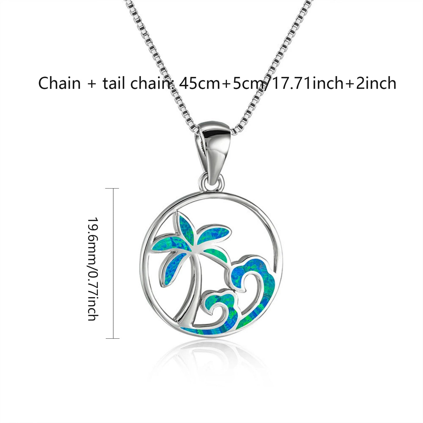 Plant Silver Plated Copper Alloy Opal Lariat Necklace for Women Aobao