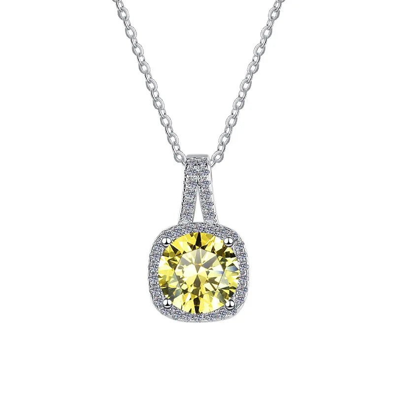 925 Sterling Silver 18K Gold Plated Luxury Pendant with Prong Set Loose Moissanite 1-2 CT Brilliant Cut Women's Wedding Gift