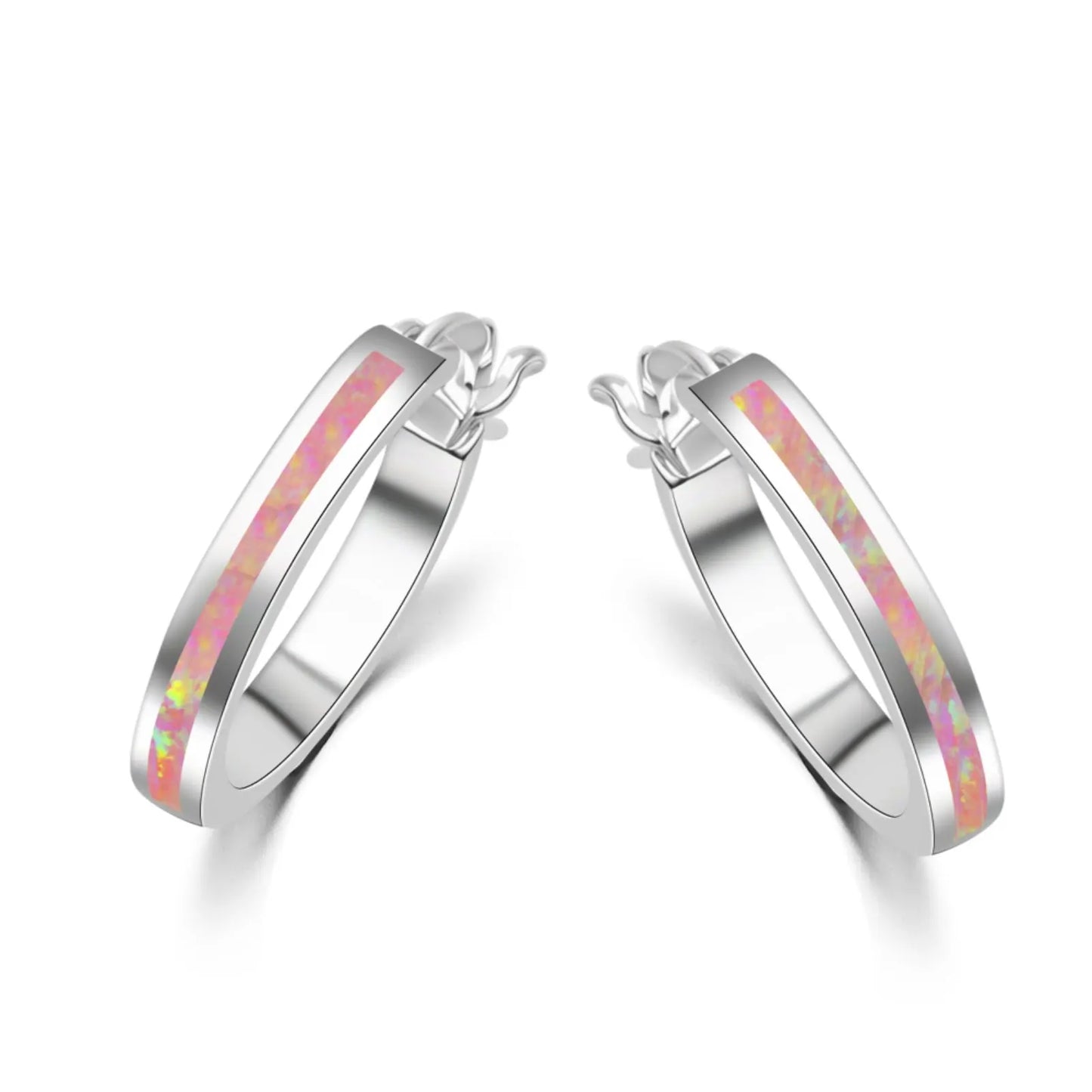 Aobao Silver Plated Geometric Opal Stud Earrings for Women