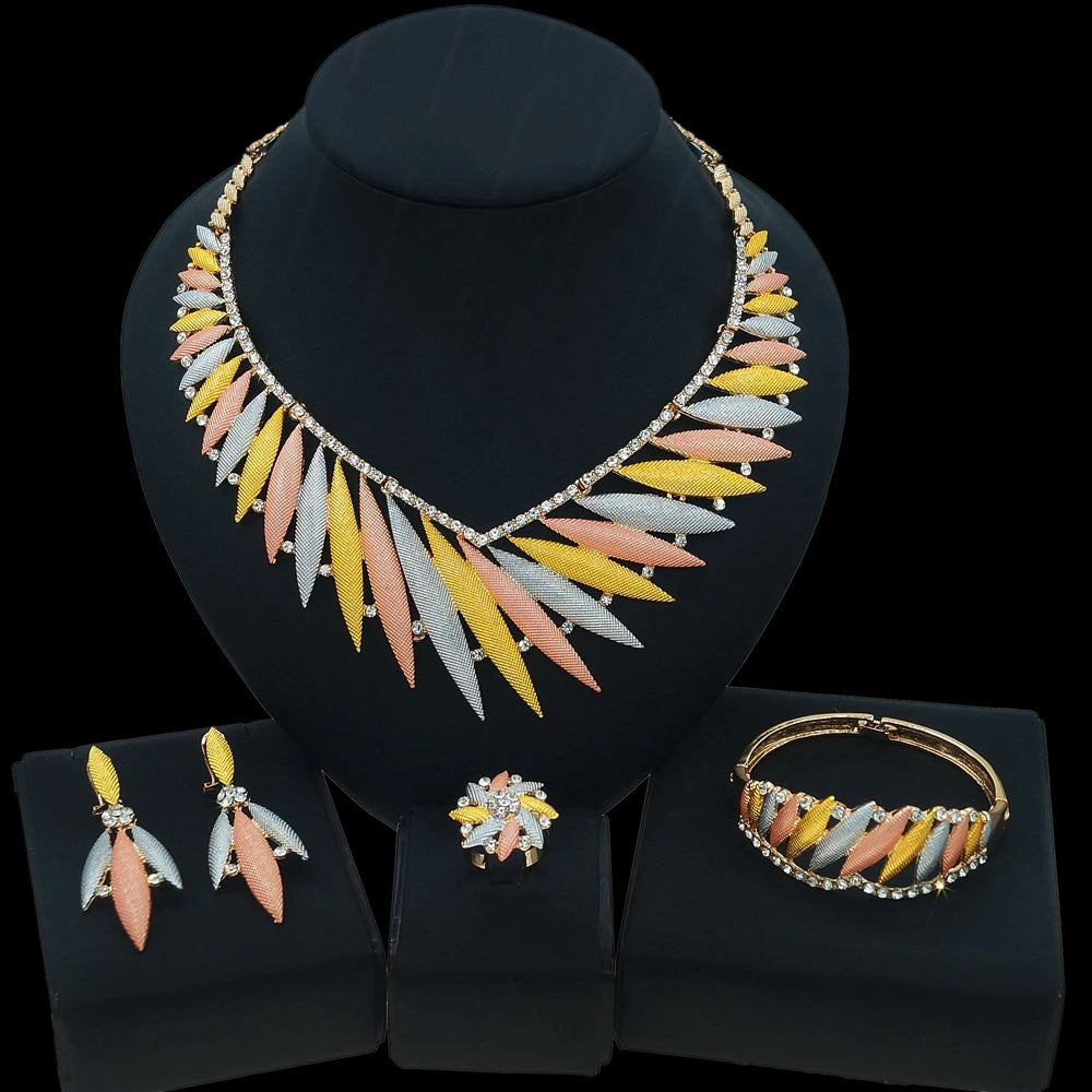 Zhuerrui Brazil Gold Designer Wedding Jewellery Set Nigerian 18k Gold Plated Jewelry Set Fashion Necklaces Jewelry Sets