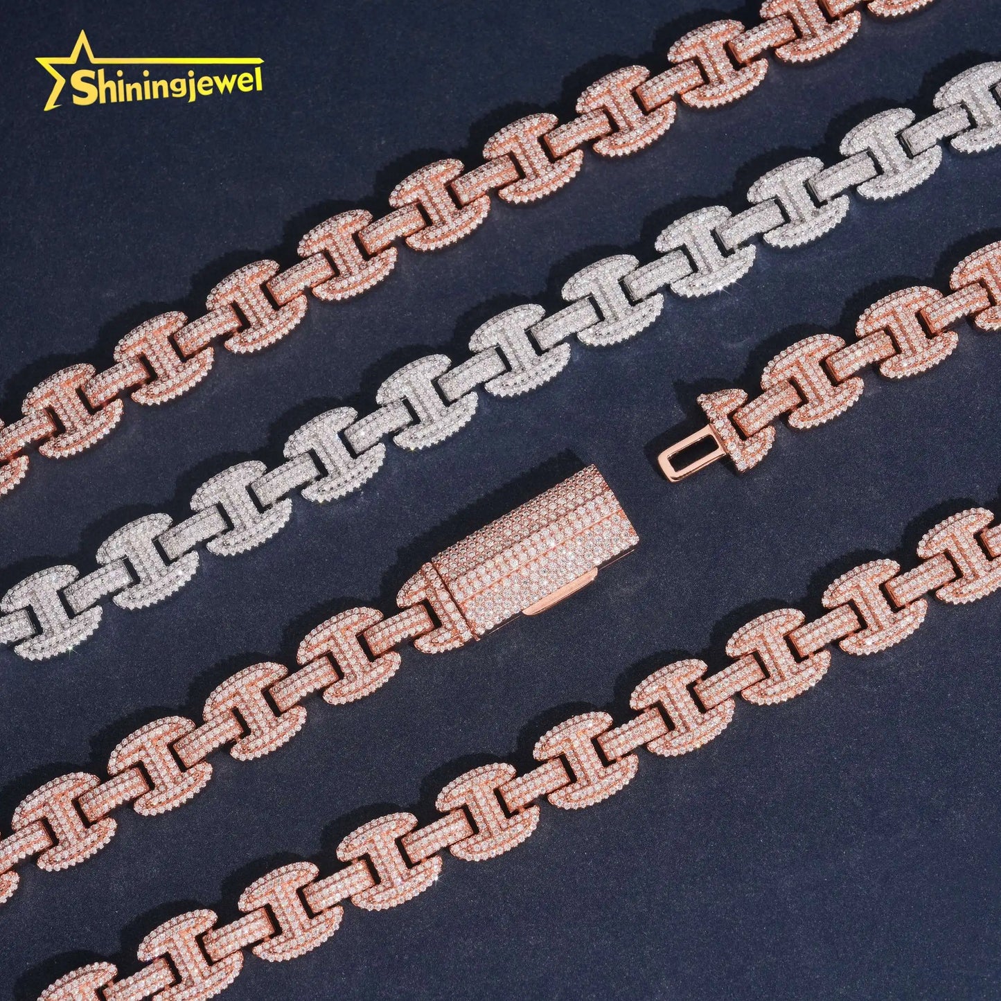 New Custom Hip Hop Bling Moissanite Fashion Men Necklace 12MM Thick Infinity Cuban Link Chain 925 Silver Men Chains