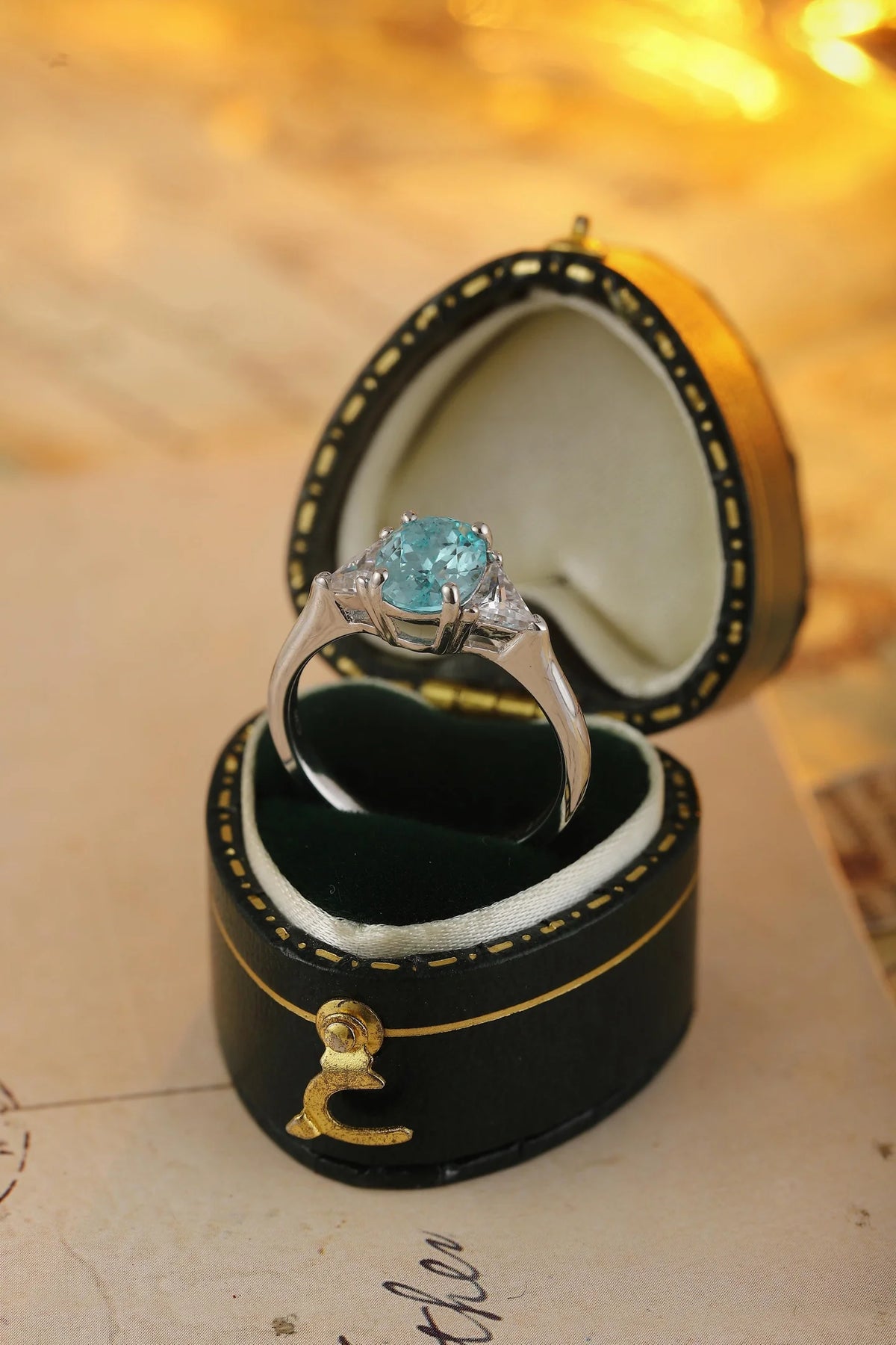 Gemfiori Lab Created Paraiba Ring 925 Sterling Silver Fine Jewelry Suitable for All Occasions Daily Party Wear Custom Available