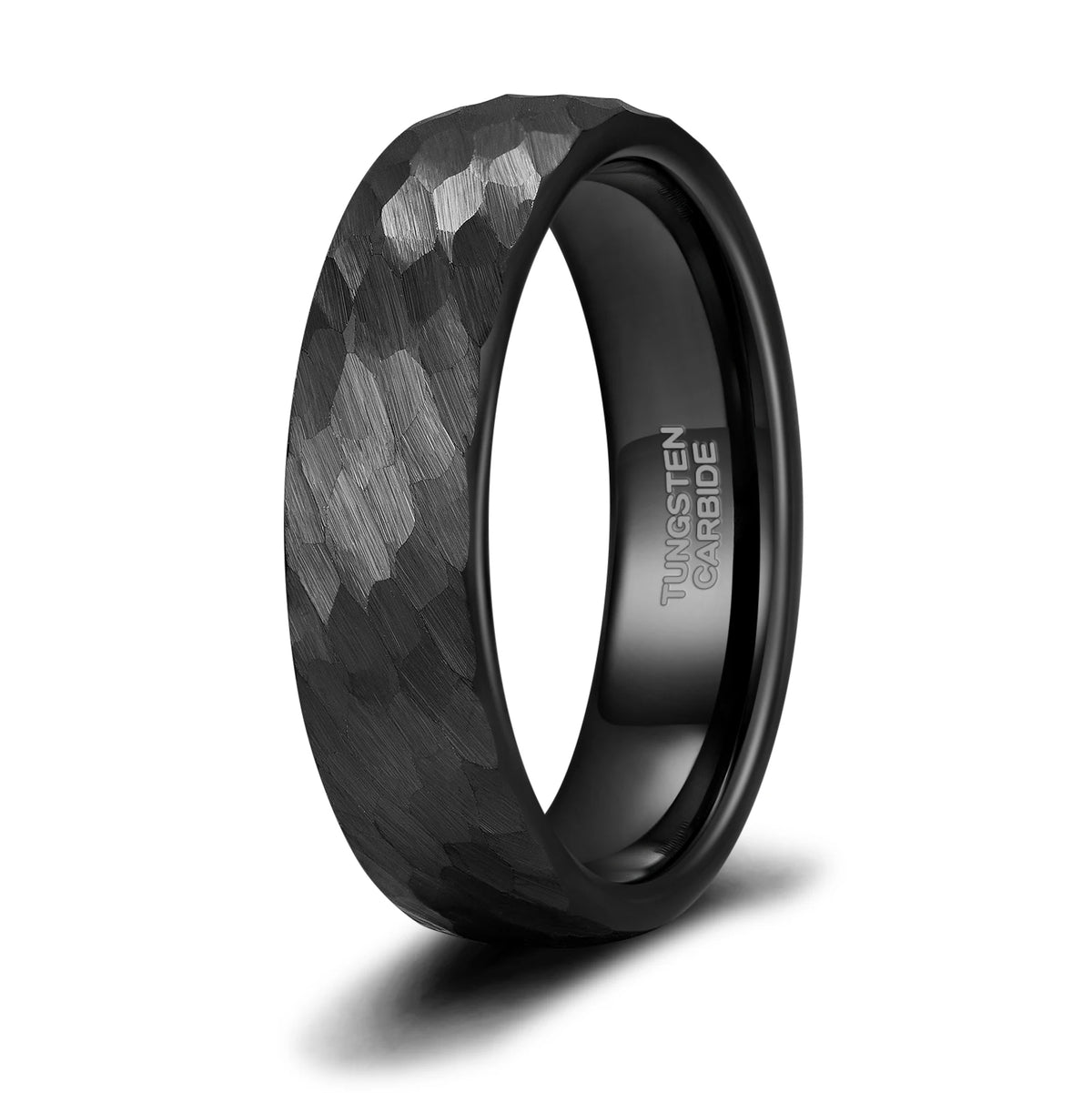 REBEL Black Hammered Tungsten Carbide Ring