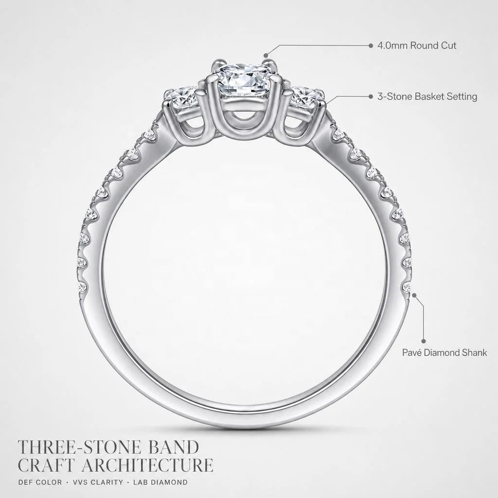 Gioiellieri Timeless Round Brilliant Cut 4mm DEF Color VVS Lab Grown Diamond Ring 9K 10K 14K 18K Solid Gold PT950 Women Wedding Jewelry