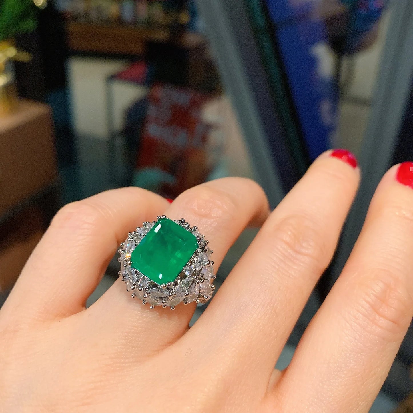 Wholesale Bulk Buyers Eco-friendly Copper 12*16MM Green Zircon Creative Full Diamond Jewelry Sets Fashion for Women