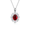 S&S Lab Grown Ruby 925 Silver Bridal Jewellery Set | Oval Cut Vintage Ring, Necklace & Earrings | S&S Collection