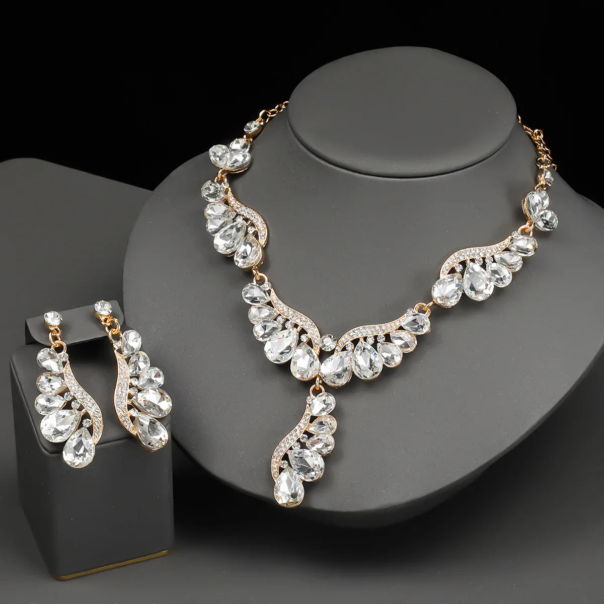 Multi-Colour Crystal Gemstone Drop Jewellery Set
