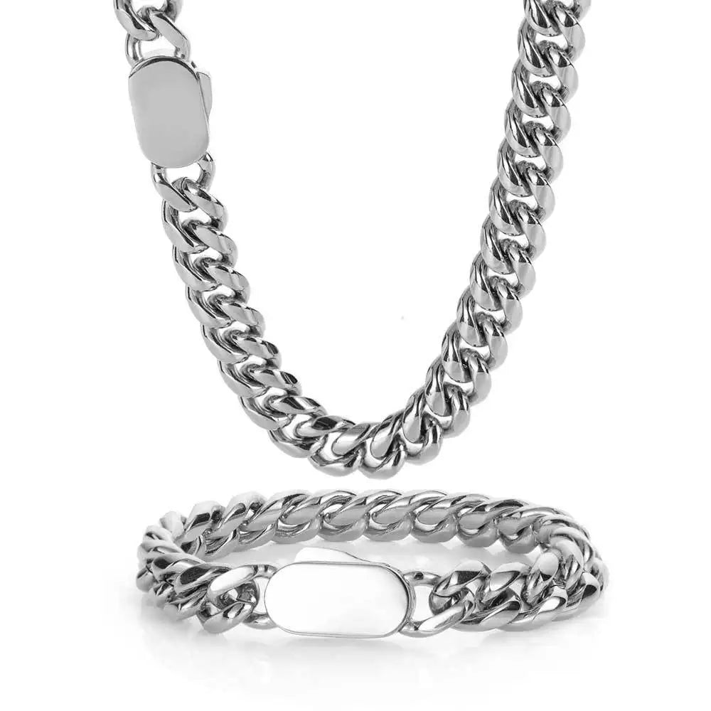 BiG-BOSS HipHop Jewelry 316L 18k Gold Plated Stainless Steel Gift Necklace for Men Cuban Link Chain Party