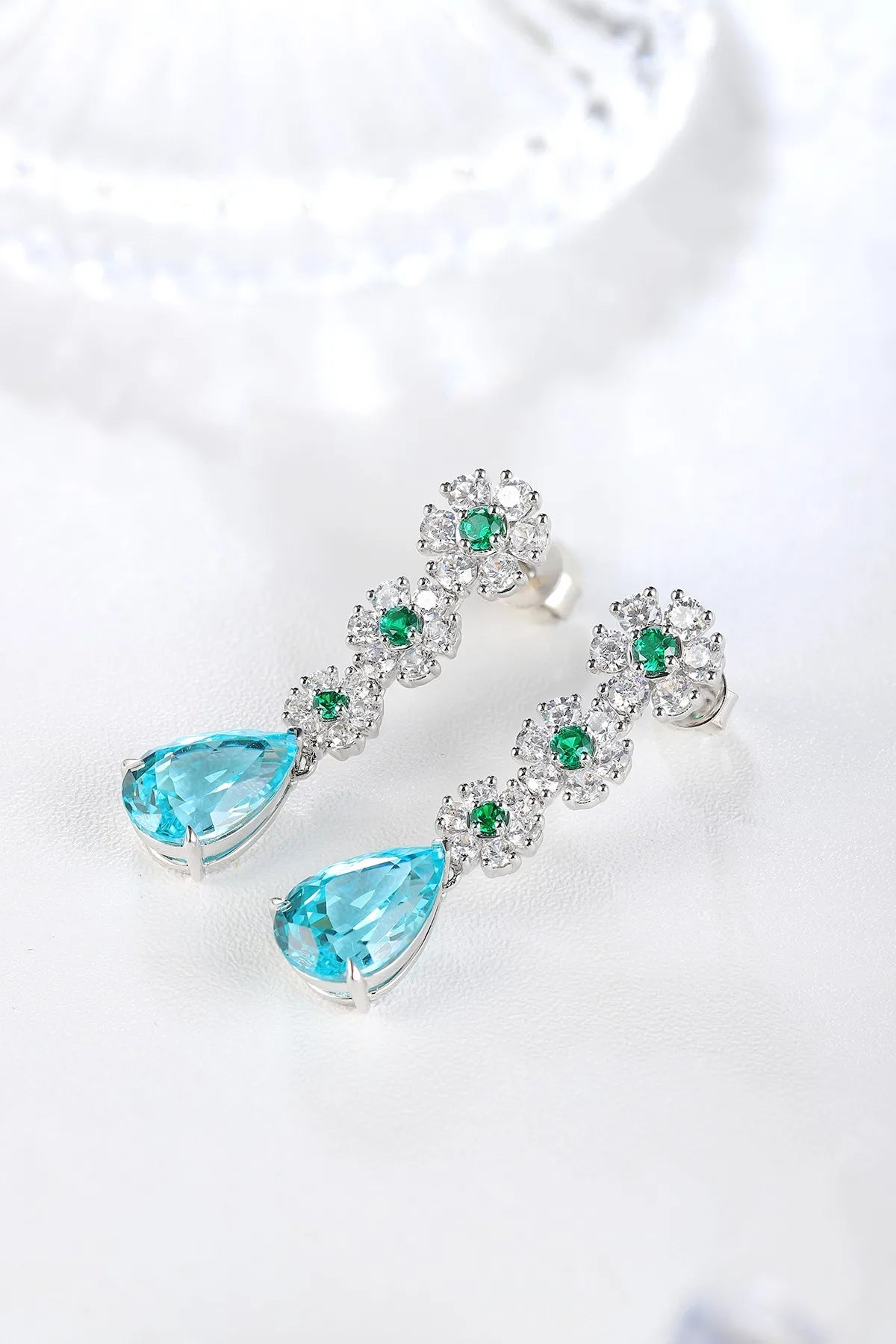 Gemfiori Anster High Quality S925 Lab Grown Paraiba Earring Stud Dainty Gemstone Stud Earrings for Women Daily Wear Gift
