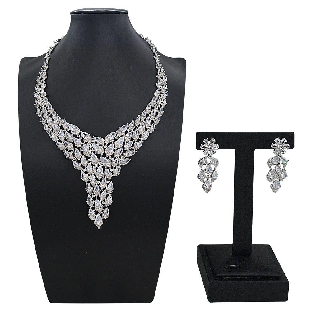 Zhuerrui Fashion Y-shaped Diamond Jewelry Sets Bridal Wedding Outfit Matching Jewelry Set for Women's Parties ZA25001100