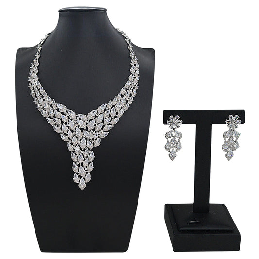 Zhuerrui Fashion Y-shaped Diamond Jewelry Sets Bridal Wedding Outfit Matching Jewelry Set for Women's Parties ZA25001100