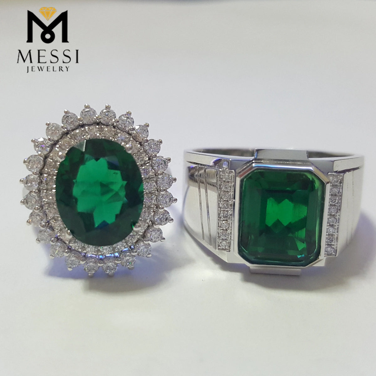 Gemfiori Messi Jewelry Emerald Ring Jewelry Sun Flower Shape Woman Ring With Moissanite in 14k 18k Gold Jewelry