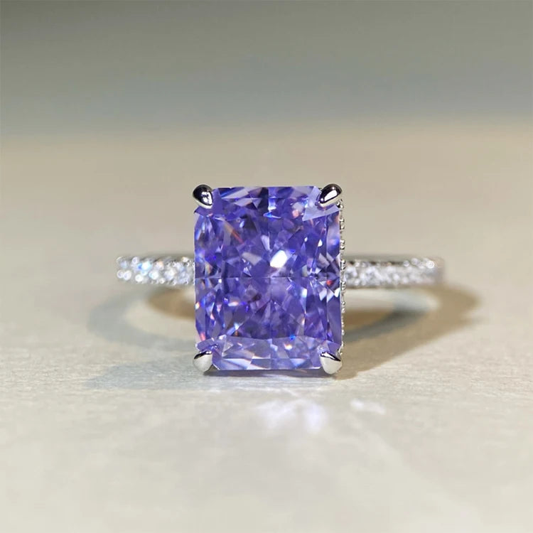 S&S 925 Silver Crushed Ice Cut CZ Ring | 5A+ Zirconia | Engagement & Wedding | Rhodium-Plated