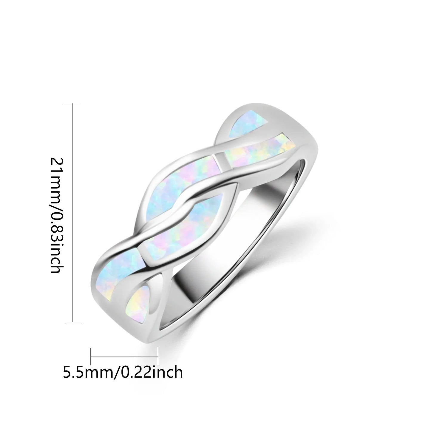 Elegant Circle Diamond Design Opal Promise Ring - Iridescent Opal & CZ Paved Band | Romantic Daily Jewelry Bulk Gifts