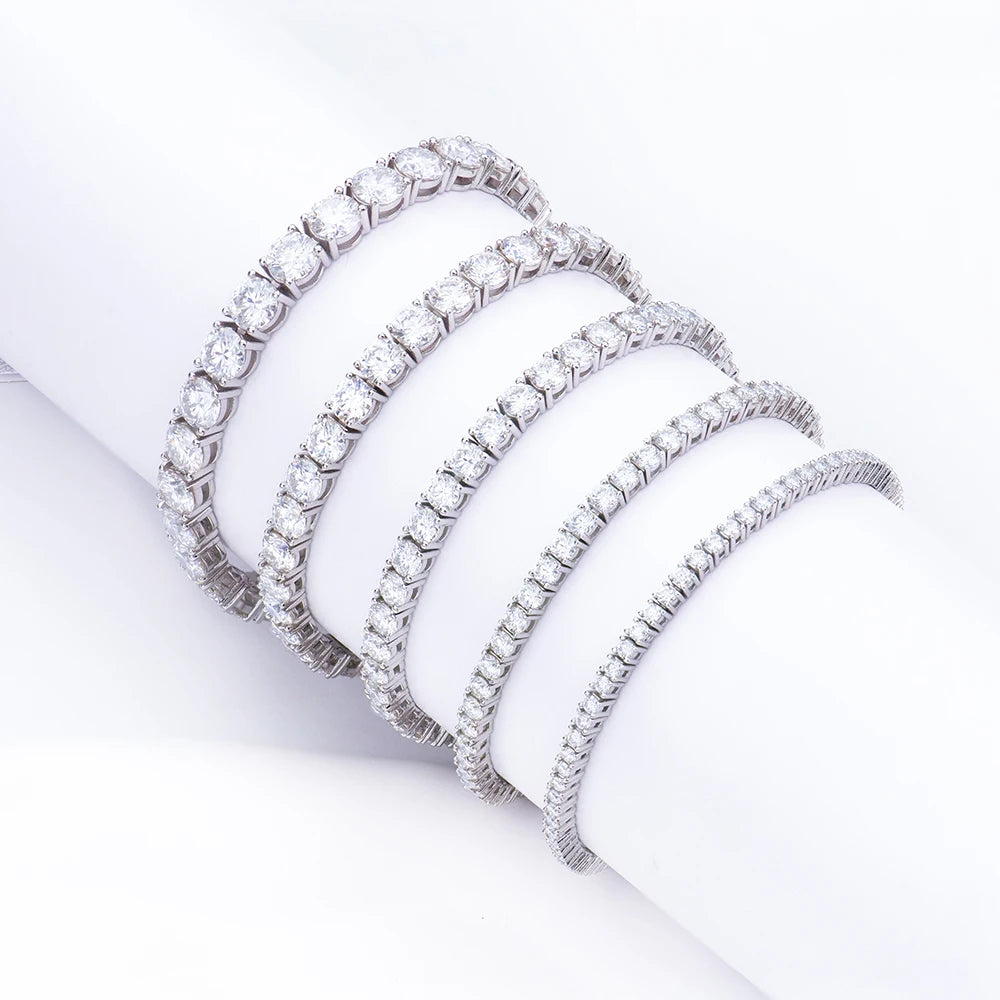 ArtistA 925 Sterling Silver GRA VVS. Iced Out 2-6mm Mossanite Diamond Tennis Bracelet Hiphop Trendy Jewelry for Men and Women Gift