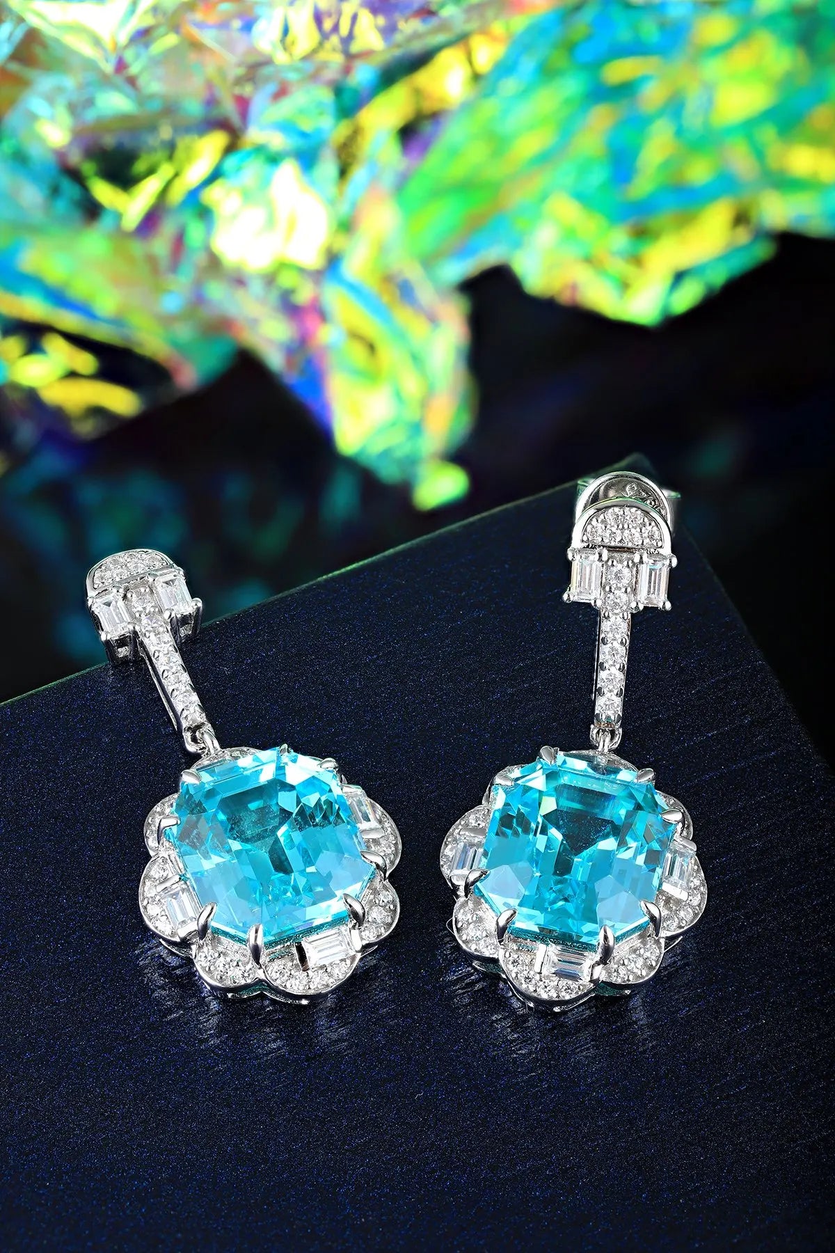 Gemfiori Anster High Quality S925 Lab Grown Paraiba Earring Stud Dainty Gemstone Stud Earrings for Women Daily Wear Gift