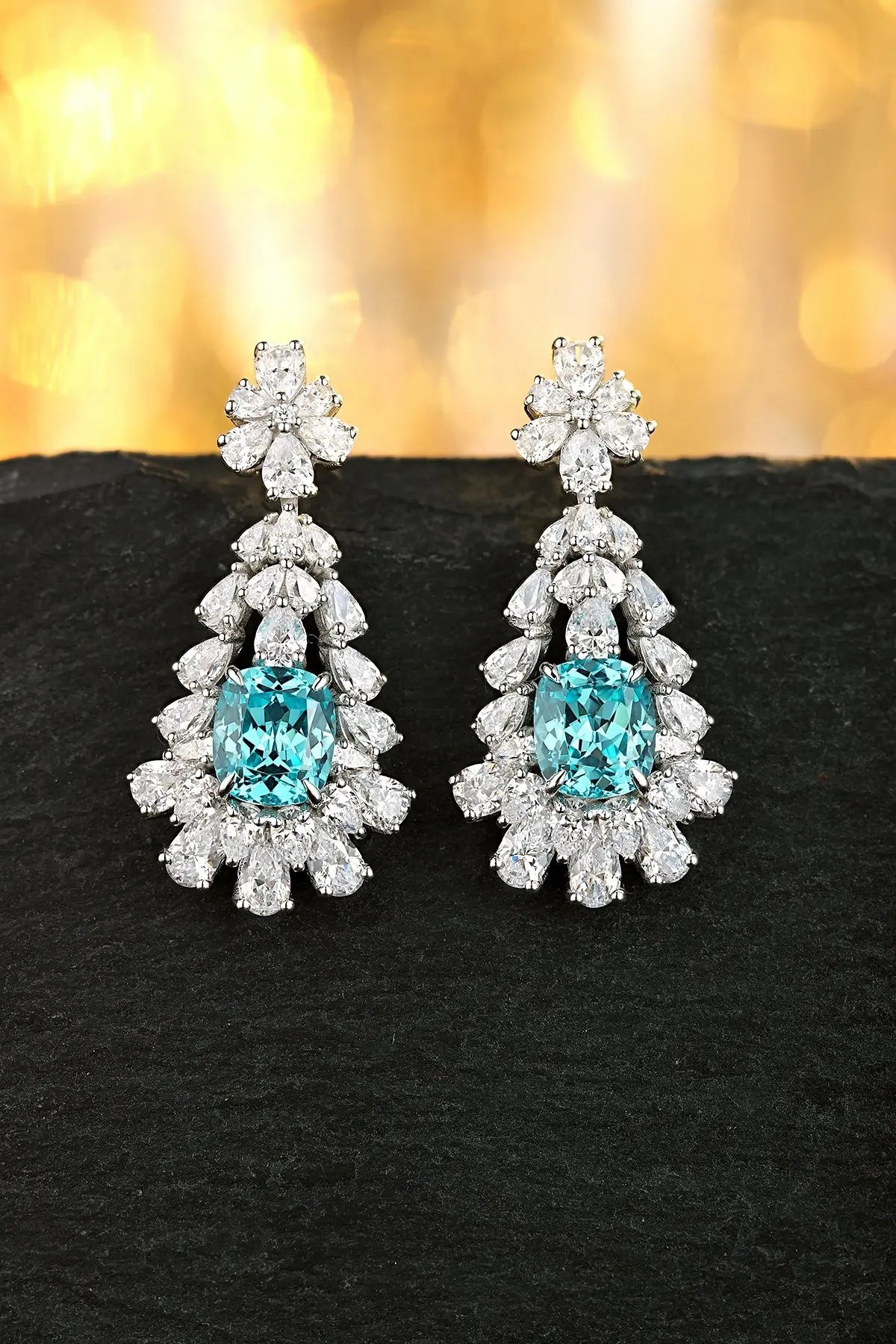 Gemfiori Anster High Quality S925 Lab Grown Paraiba Earring Stud Dainty Gemstone Stud Earrings for Women Daily Wear Gift