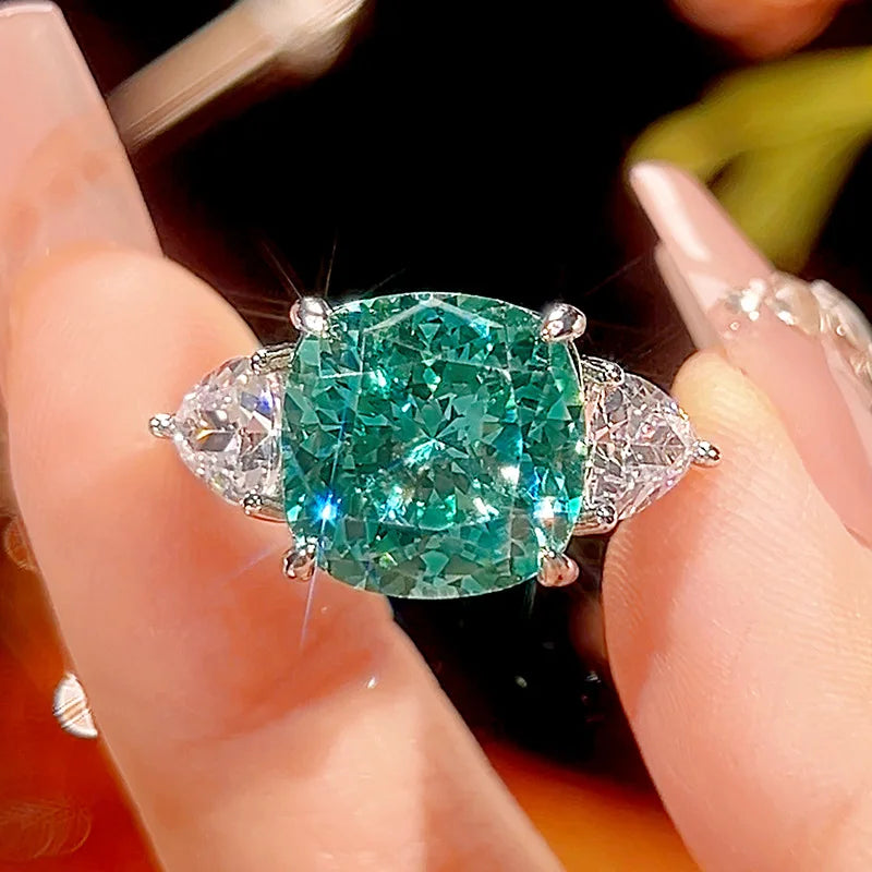 S&S Gold Plated Emerald Green Cushion Cut Zircon Jewellery Set – Collection