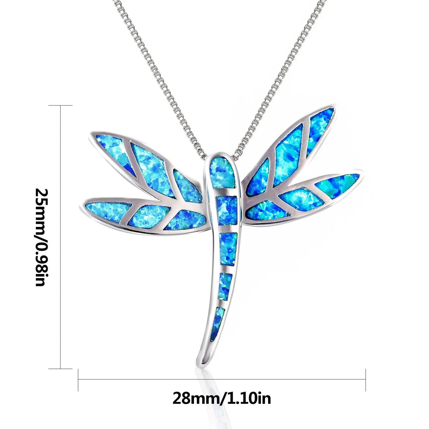 Aobao Dragonfly Necklace, Small Dragonfly Pendant Jewelry Wholesale with Opal Inlay