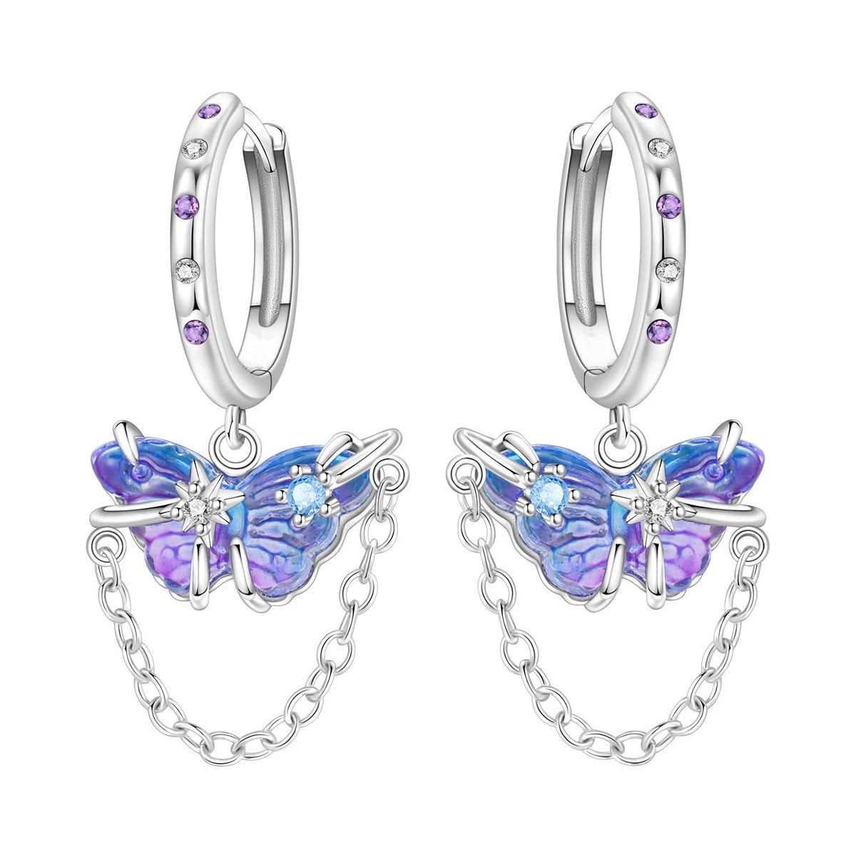 S&S Butterfly Zircon Drop & Stud Earrings | Silver Plated | S&S