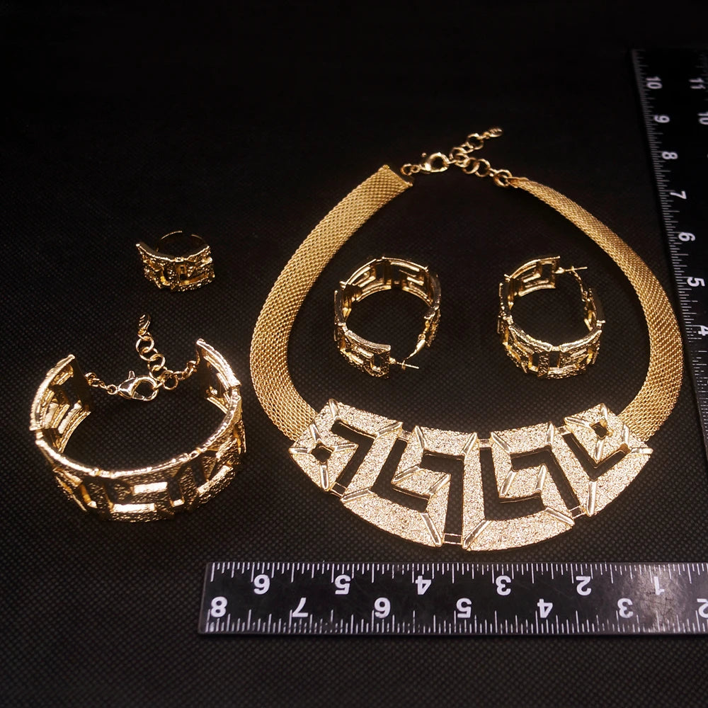 Zhuerrui Fashion Vintage 24K High Quality Jewelry Sets Italy Brazil Gold Style Jewelry Set Designer Wedding Party Jewelry H00639