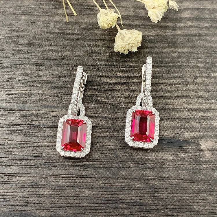 Gemfiori 18K Gold Inlaid Synthetic Colored Gemstones Detachable Earrings Dual Purpose Earrings Fashion Lab Grown Diamond Earrings
