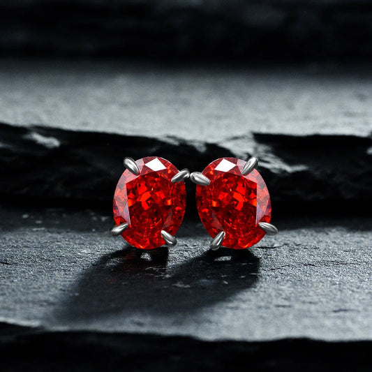SILVERELLI High Carbon Diamond Stud Earrings | S925 Sterling Silver | 7×9mm | 7 Colour Options