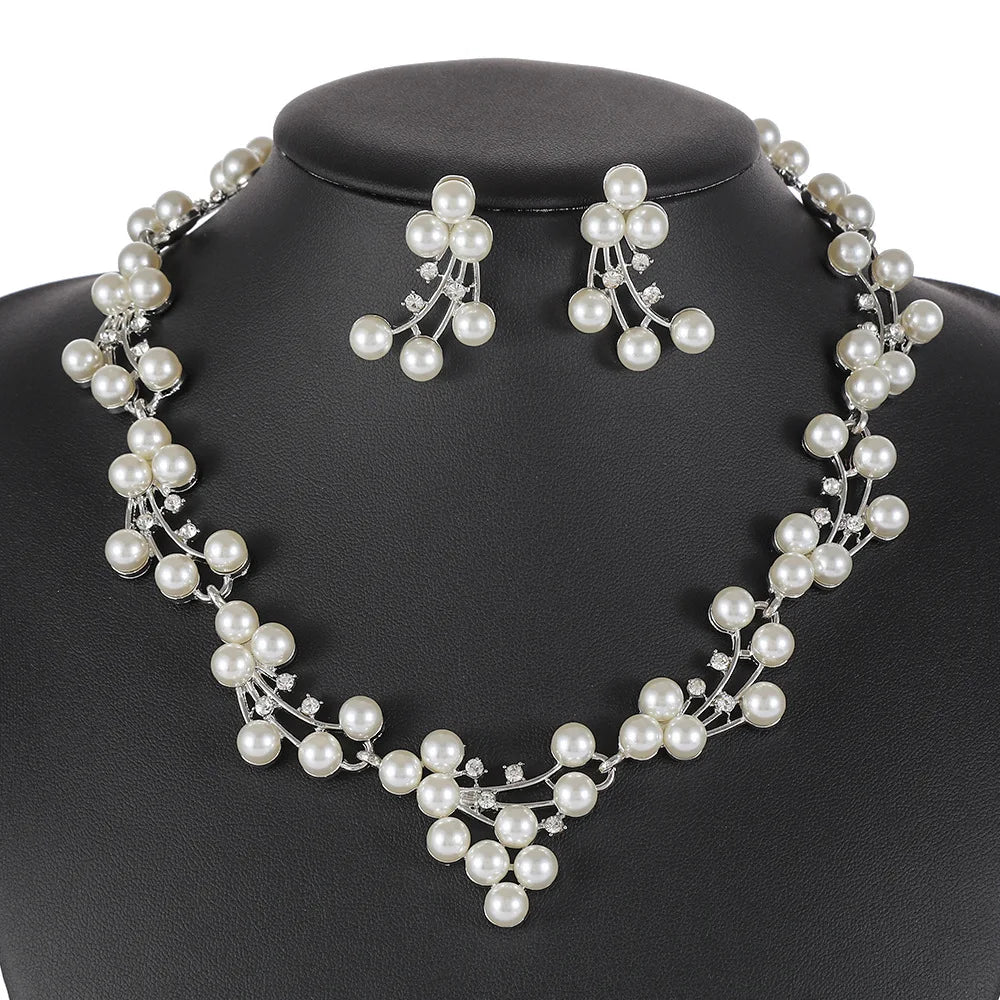 Crystal Geometric Necklace & Earrings Jewellery Set | Silver Plated Occasion Fashion Set