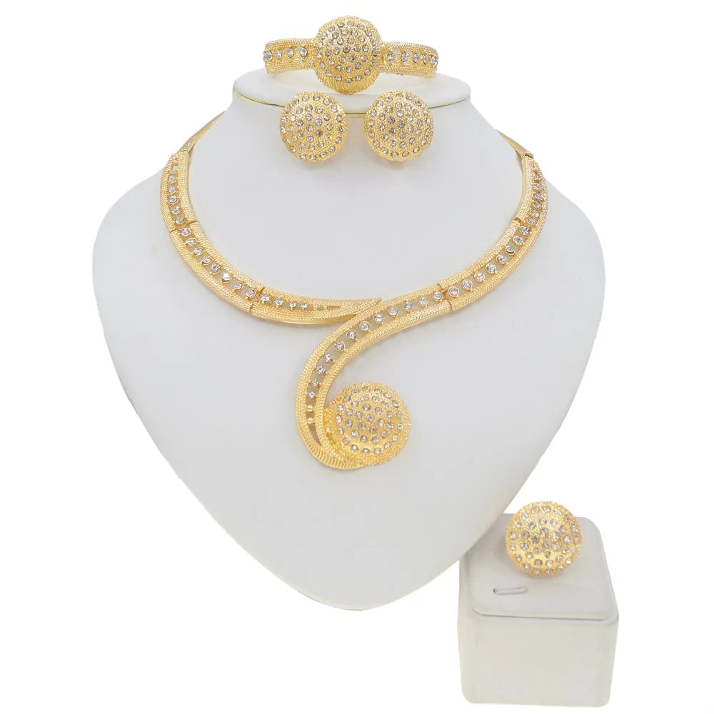 Zhuerrui Italian Gold Plated Jewelry Sets High Quality Brazilian Gold Jewelry Set Necklace Bracelet Chain Jewelry Set HC10022