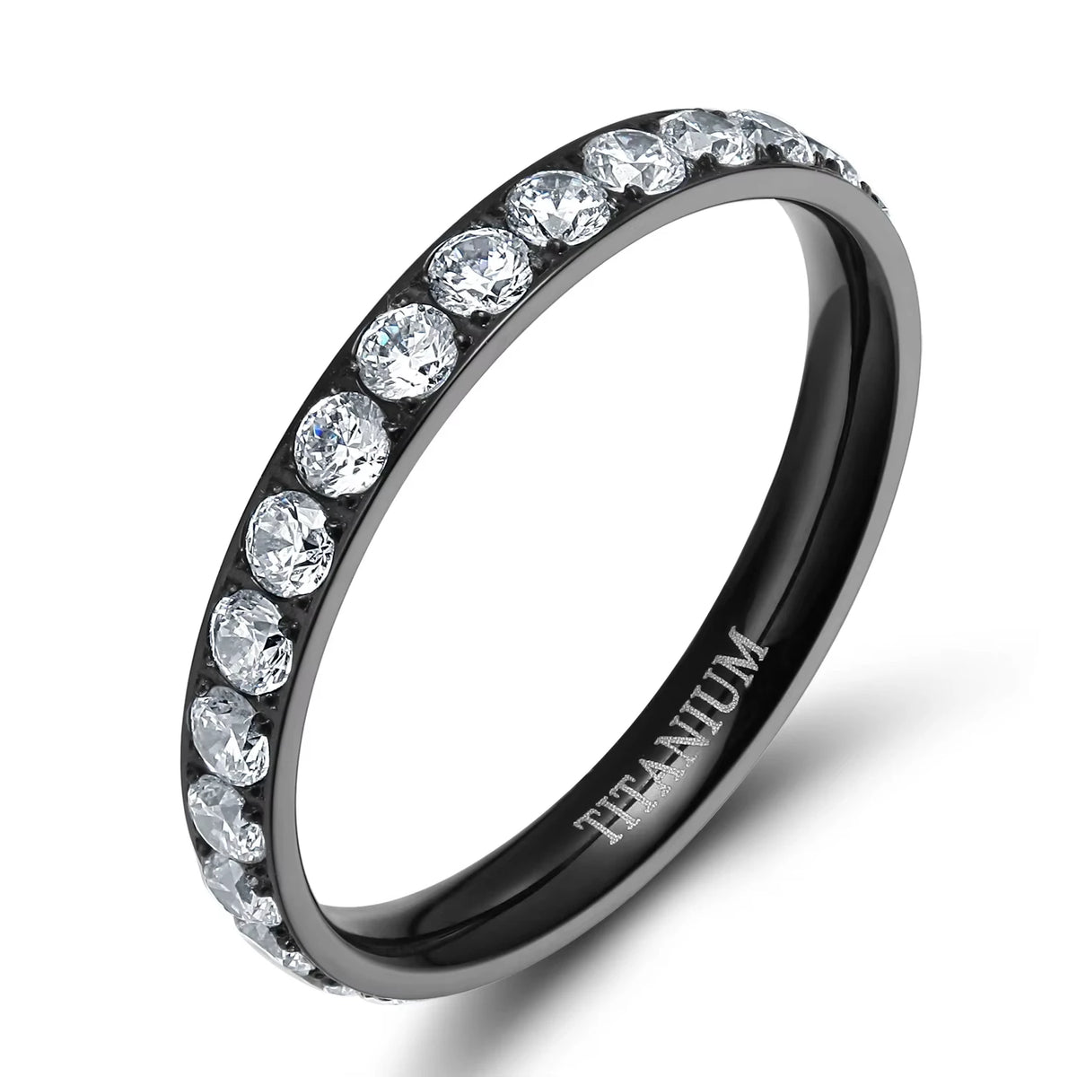 Colorful Classic Eternity Bands 3mm Titanium Silver Plated for Women Factory Price Stylish Cubic Zircon Wedding Rings Waterproof
