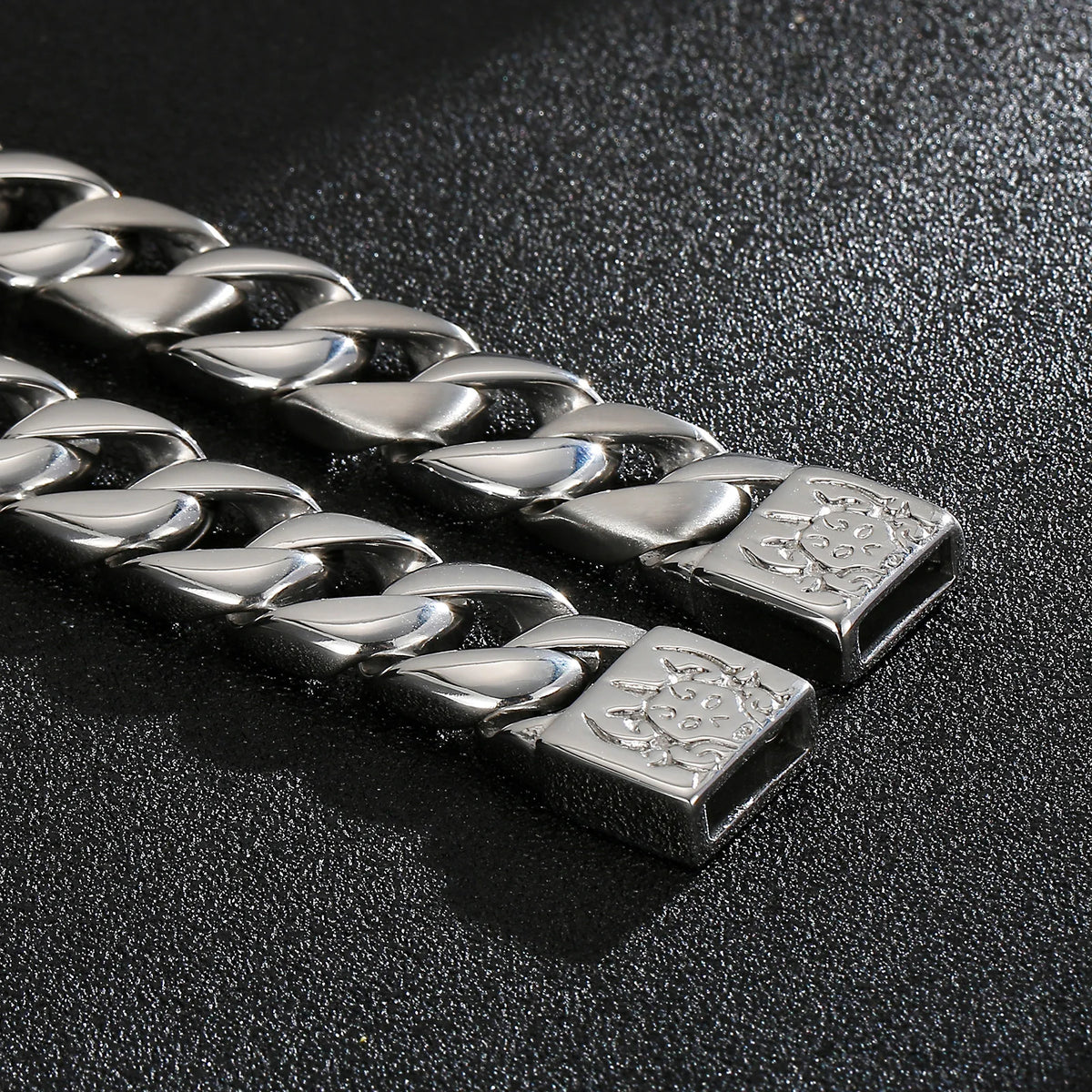 VIKING Shiny Hip Hop Chain Bracelet – 316L Stainless Steel Men's Silver Bangle