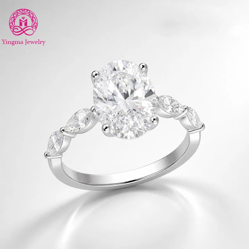 Gioiellieri Refined Oval Cut 2CT D Color VVS2 Lab Grown Diamond Ring 9K 10K 14K 18K Solid Gold PT950 Marquise Side Stones Women Ring