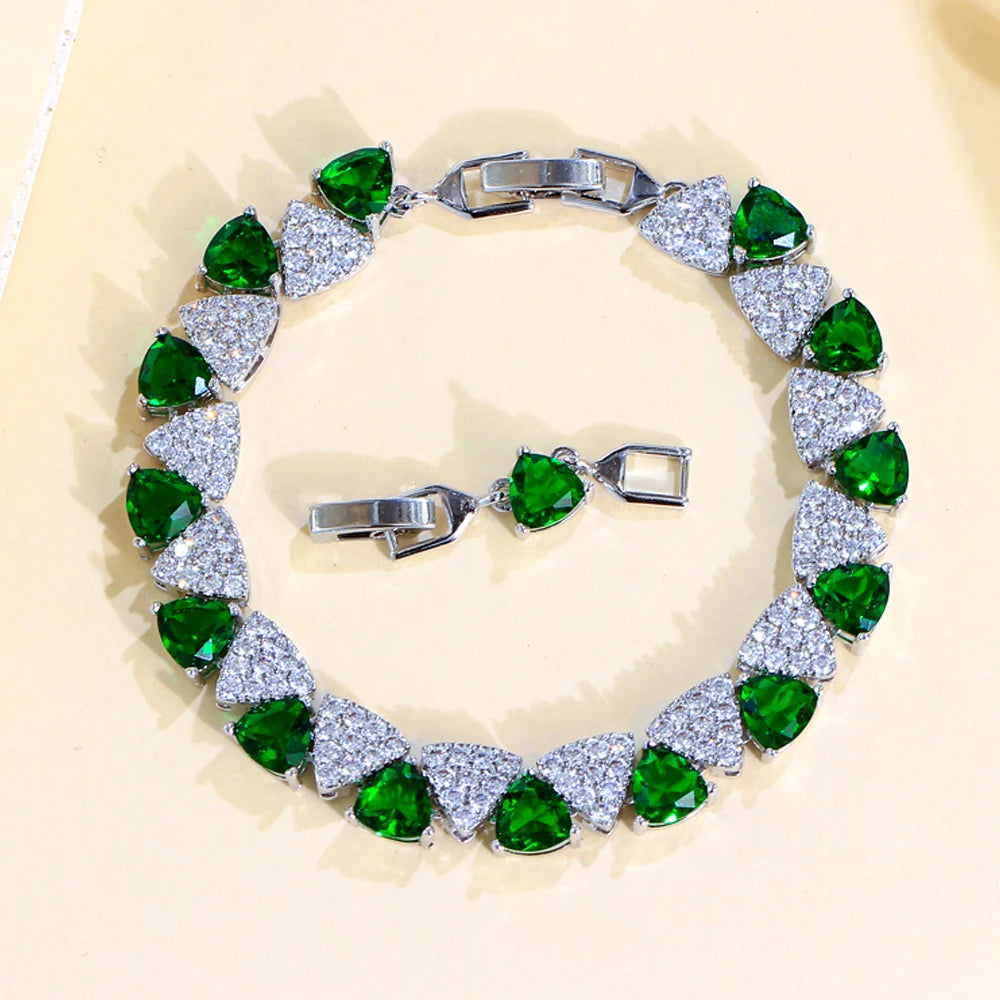 S&S CZ Trillion Cut Tennis Bracelet – Silver Plated – 5 Colours – Collection