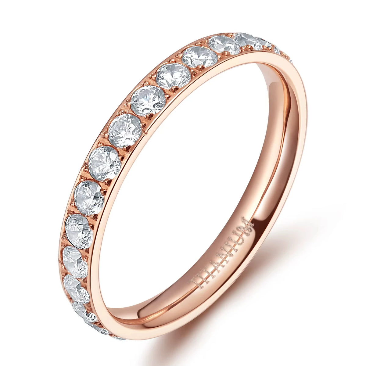 Colorful Classic Eternity Bands 3mm Titanium Silver Plated for Women Factory Price Stylish Cubic Zircon Wedding Rings Waterproof
