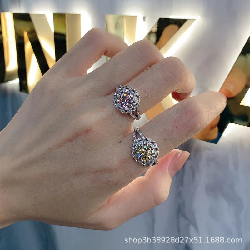 SILVERELLI Ice Flower Cut Colour Zircon Ring | 925 Sterling Silver | Platinum Plated