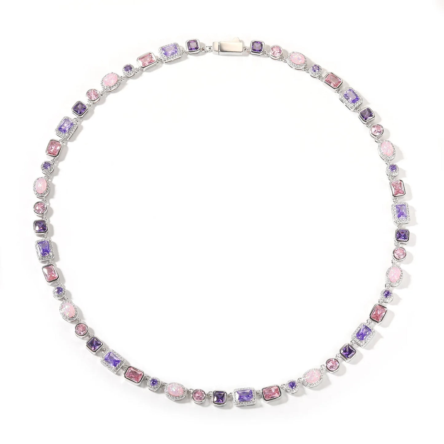 CUNYAN Light Luxury Gold Plated Tennis Necklace for Women 16inch 18inch Geometric Gemstone Hip Hop Necklace