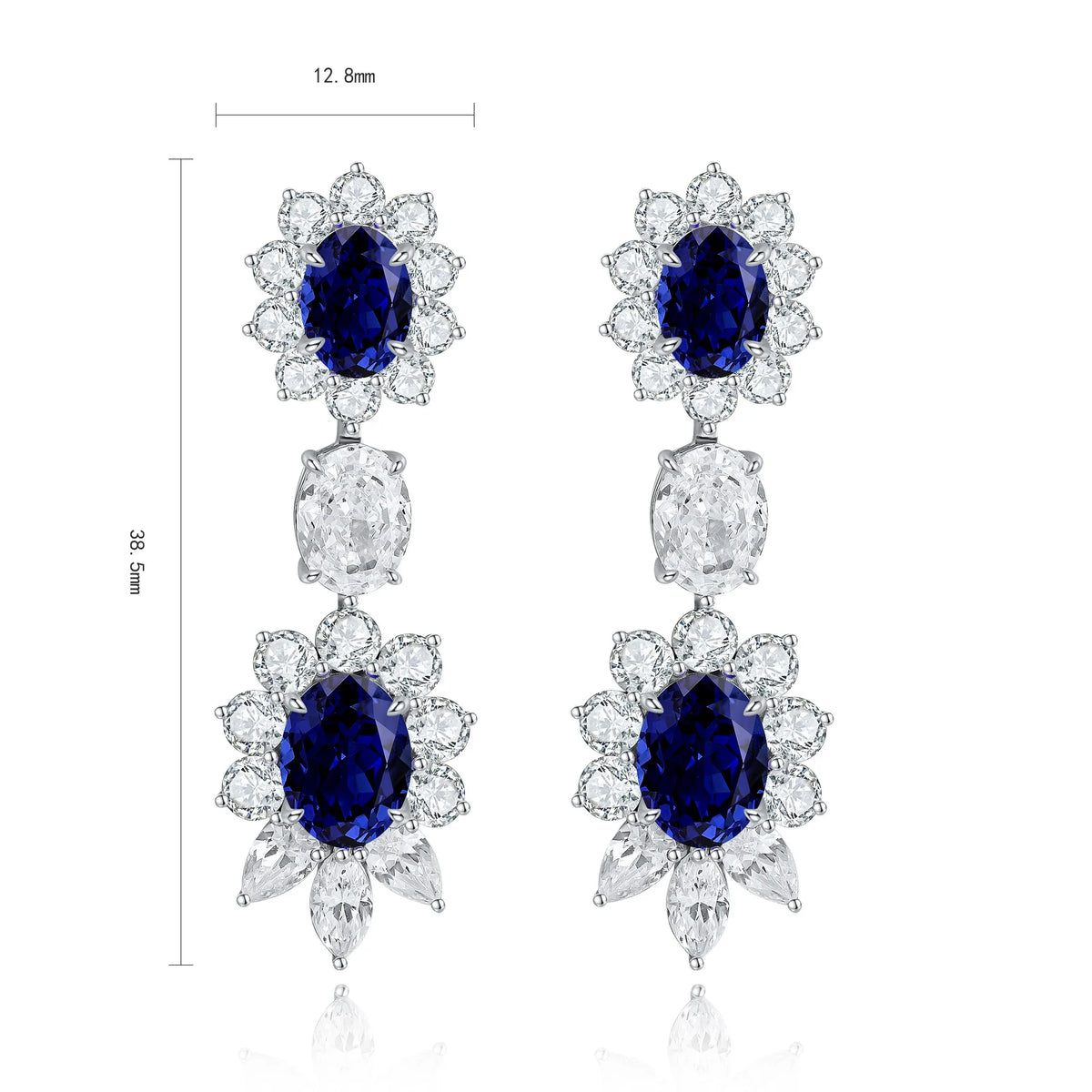 Gemfiori Flower Shaped S925 Silver Earrings for Women's Earrings Oval 3CT Lab Grown Emerald Ruby Sapphire Wedding Jewelry Gift Ideas