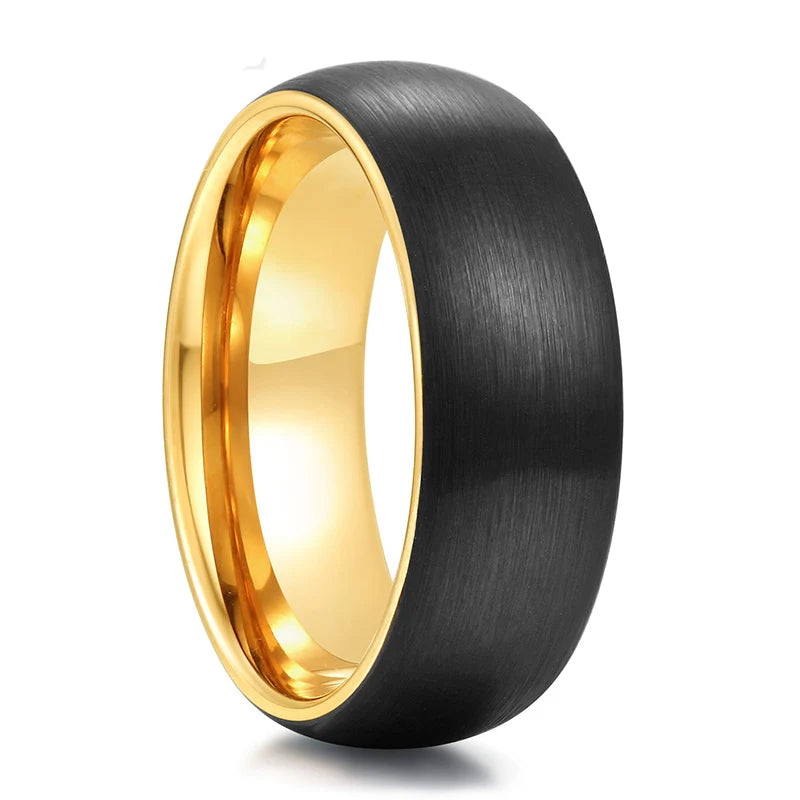 REBEL Black & Gold-Plated Domed Tungsten Carbide Ring