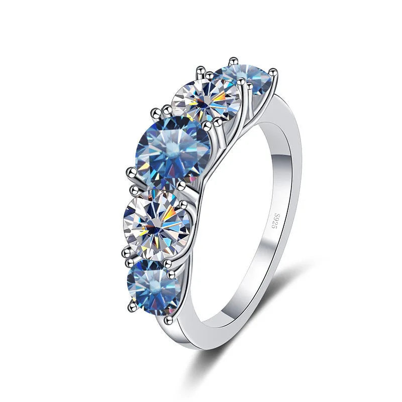 Fine 3.6CT VVS1 D Moissanite Row Rings 925 Sterling Silver Jewelry Pass Diamond Tester Colored Moissanite Rings for Women