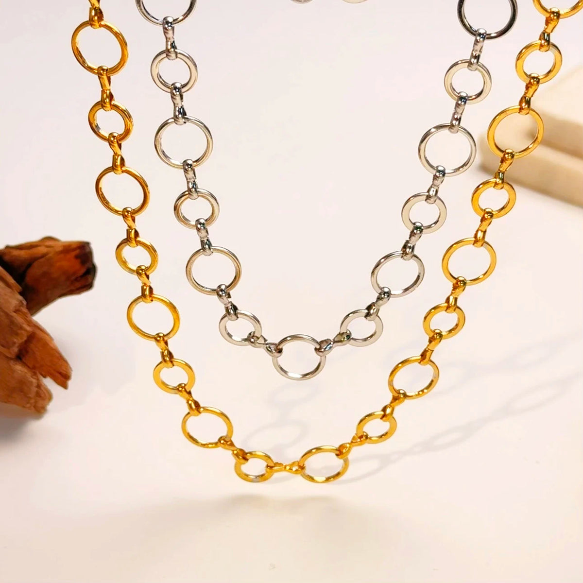 FASHIONISTA Non Tarnish Waterproof Choker Women Stainless Steel Chain Jewelry Making PVD Gold Plated Chunky Necklace DIY Handmade Link Chain