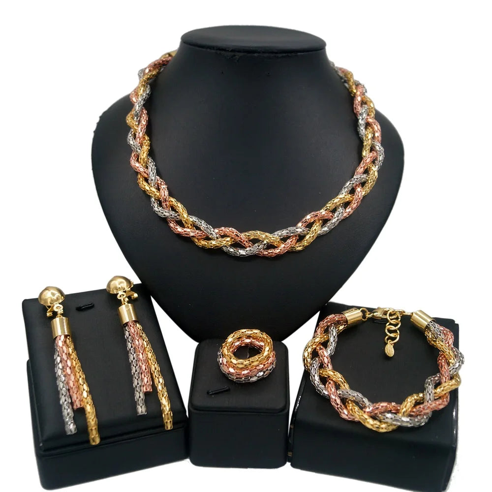 Zhuerrui Mother's Day Gift High Quality 18K Gold Plated MOM Jewelry Set Latest Italian Costume Simple Bridal Jewelry Sets HA0027