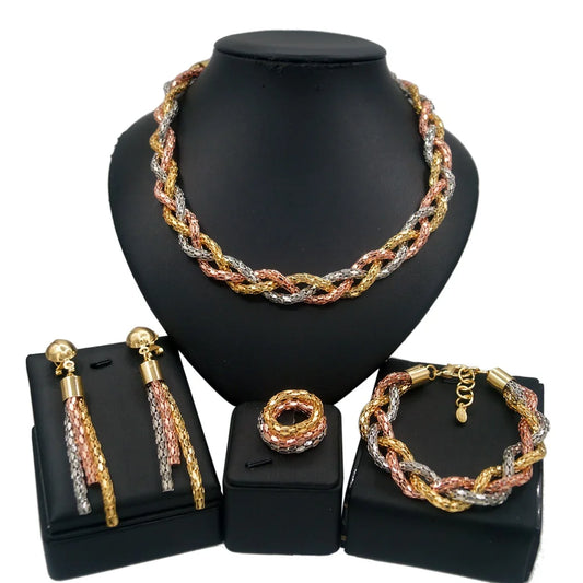 Zhuerrui Mother's Day Gift High Quality 18K Gold Plated MOM Jewelry Set Latest Italian Costume Simple Bridal Jewelry Sets HA0027