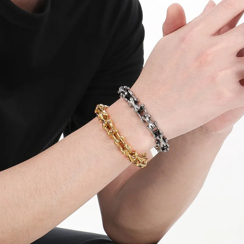 REBEL Gothic Skull & Bone Stainless Steel Bracelet