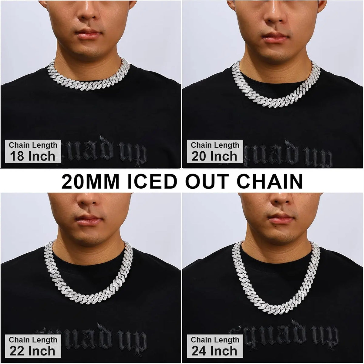 Fashion Mens Hip Hop Jewelry Gift Wholesale 20mm Gold Plated Brass 3 Rows AAAAA CZ Diamond Iced Out Cuban Link Chain Necklace
