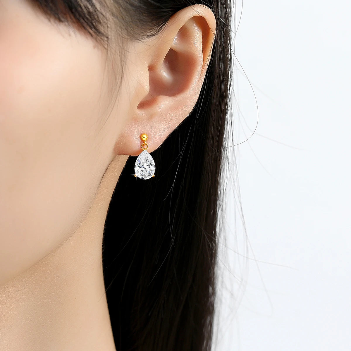 Gioiellieri Fine Jewelry Engagement Wedding Woman 2ct Pear Cut Moissanite Hollow Real 14K Gold Drop Earrings Pendant De Ouro Joias