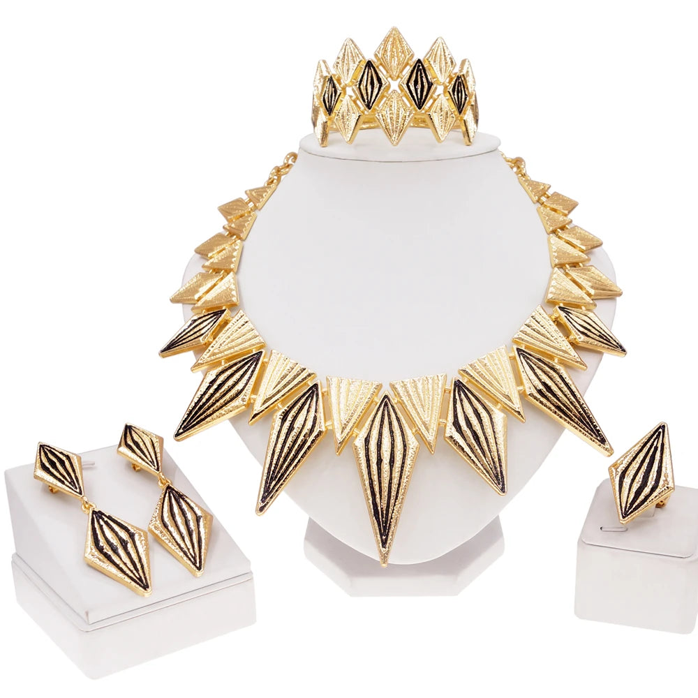 Zhuerrui Italian Gold Luxury Wedding Jewelry Sets Bridal Necklace Bracelet Earrings Ring Jewellery Set Cheap Fashion Gift H00637