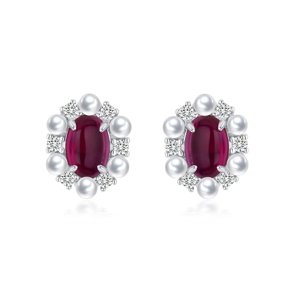 MUSHAN Jewelry Factory Wish Is Selling Hot 925 Silver 1ct Egg Shaped 5*7 Lab Grown Rubies Sapphires Earrings and Earrings